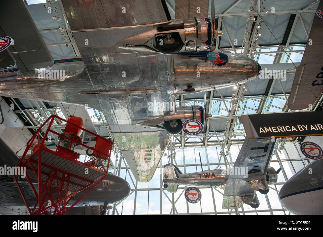 Mostra America by Air allo Smithsonian Air and Space Museum di Washington DC Foto Stock
