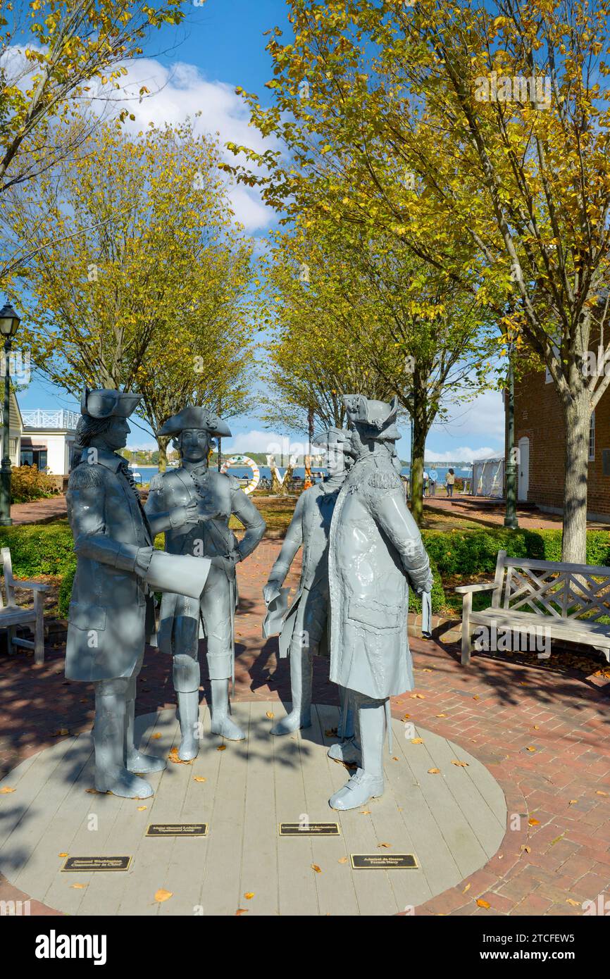 Le statue di Washington Lafayette e deGrasse a Yorktown, Virginia Foto Stock