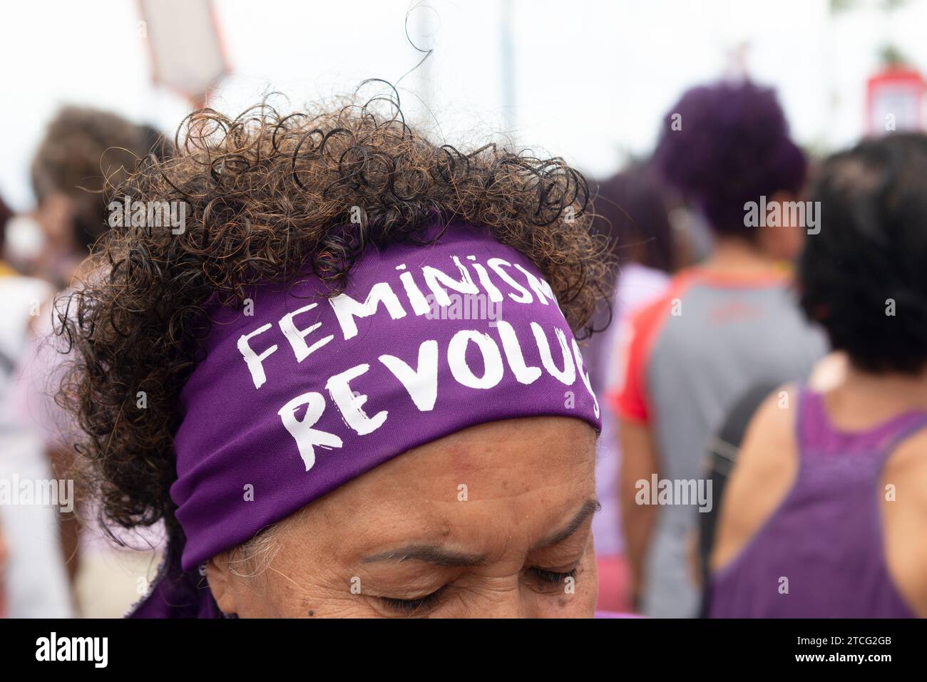 Salvador, Bahia, Brasile - 8 marzo 2020: Proteste contro la misoginia, la violenza e il razzismo nella città di Salvador, Bahia. Foto Stock