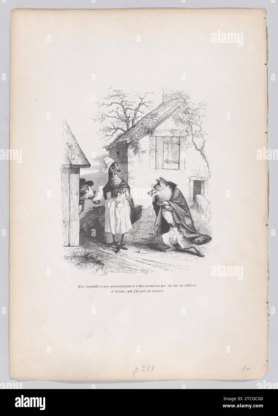 "Ha risposto alle mie proteste e ai miei giuramenti con un tono di scherno così freddo che ho giurato di morire" da Scenes from the Private and Public Life of Animals 1959 di Honore de Balzac Foto Stock