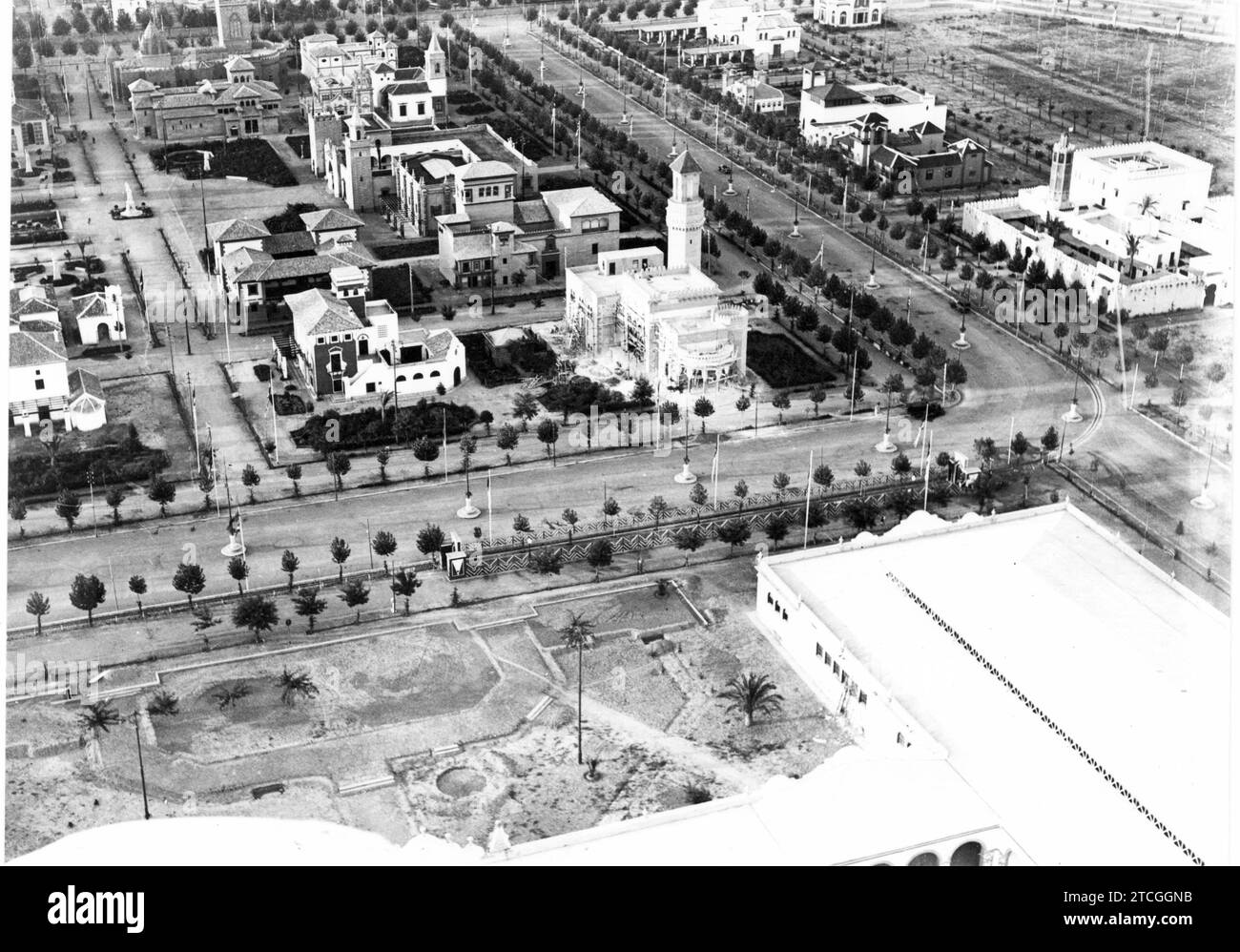 Veduta aerea della mostra iberoamericana del 1929 a Siviglia. Crediti: Album / Archivo ABC Foto Stock