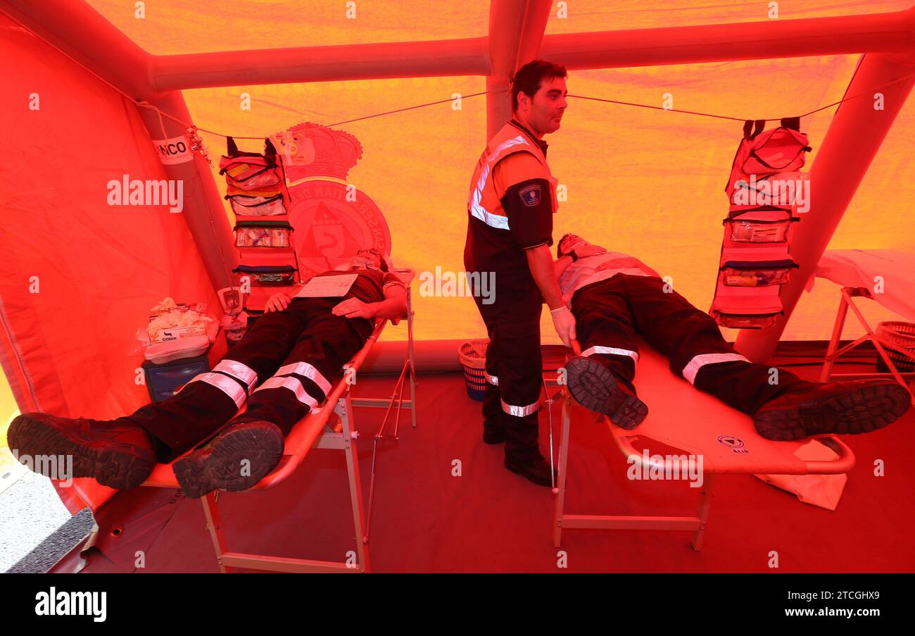 Madrid 08-23-2013 visita del consigliere della Cam Salvador Vitoria nella città di Madrid di San Sebastian de los Reyes dove è stato simulato un incidente nell'arena in occasione dell'inizio delle sue feste patronali e della sua gestione della foto dei Bulls Jaime Garcia Archdc Jaime Garcia. Crediti: Album / Archivo ABC / Jaime García Foto Stock