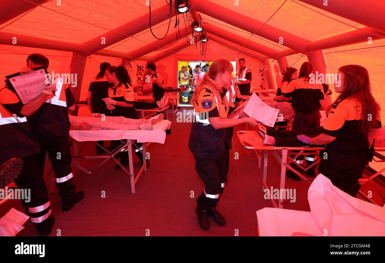 Madrid 08-23-2013 visita del consigliere della Cam Salvador Vitoria nella città di Madrid di San Sebastian de los Reyes dove è stato simulato un incidente nell'arena in occasione dell'inizio delle sue feste patronali e della sua gestione della foto dei Bulls Jaime Garcia Archdc Jaime Garcia. Crediti: Album / Archivo ABC / Jaime García Foto Stock