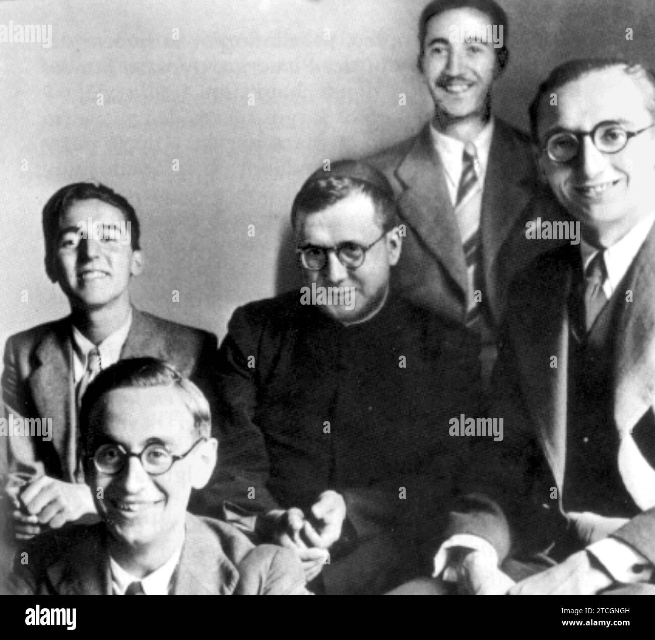 1940 Escrivá a Valladolid, bicchieri Taboada, baffi Teodoro Ruiz Juan Antonio Paniagua. Crediti: Album / Archivo ABC Foto Stock