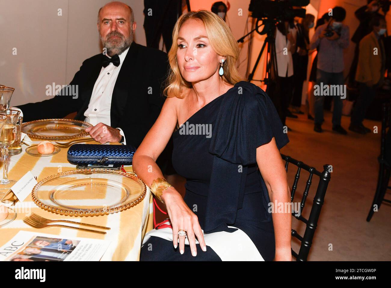 Madrid, 22/06/2021. I re di Spagna Don Felipe e Doña Letizia presentano i premi Mariano de Cavia, Luca de Tena e Mingote a Javier Cercas, José María Carrascal e Ricardo. Foto: De San Bernardo. ARCHDC. Crediti: Album / Archivo ABC / Eduardo San Bernardo Foto Stock