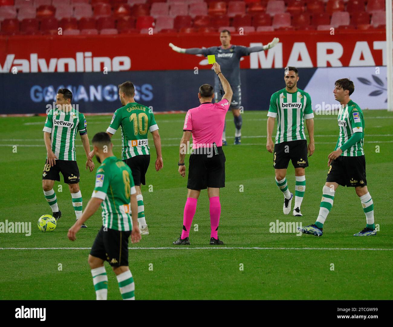 Siviglia, 14/03/2021. Siviglia - partita di campionato Betis, giorno 27. Stadio di Ramón Sánchez Pizjuán. Arbitro, Antonio Mateu Lahoz. Foto: Raúl Doblado. Arhsev. Crediti: Album / Archivo ABC / Raúl Doblado Foto Stock