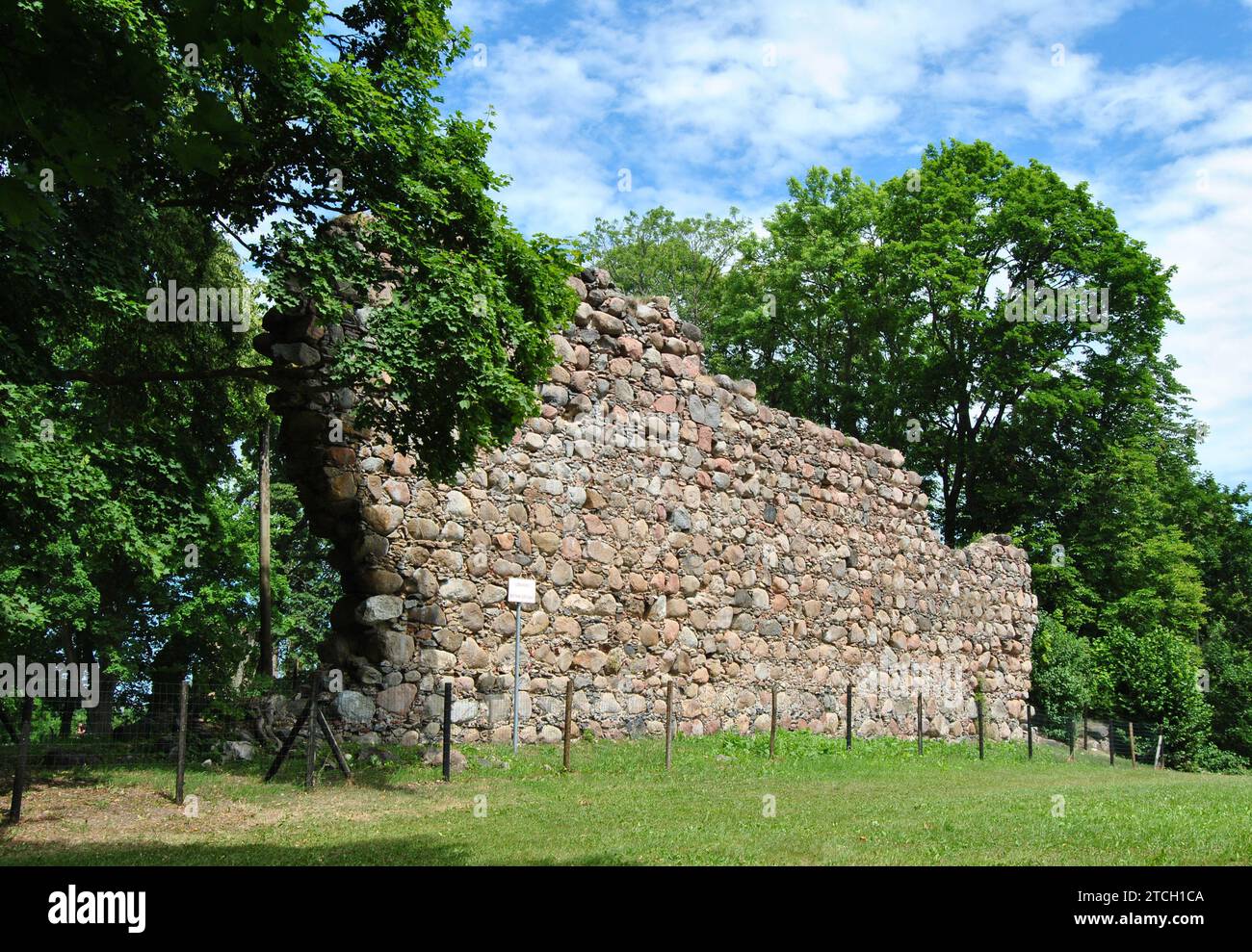 Rovine murarie del castello di Durbe in Lettonia Foto Stock