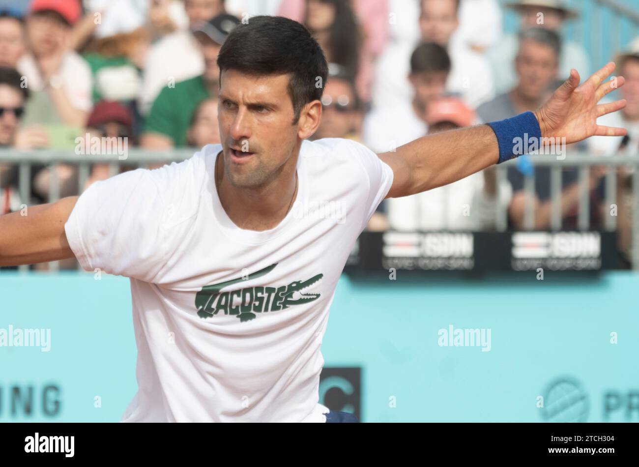 Madrid, 04/30/2022. Magic Box. Mutua Madrid Open. ATP. Formazione Novak Djokovci. Foto: Di San Bernardo. ArchDC. Crediti: Album / Archivo ABC / Eduardo San Bernardo Foto Stock