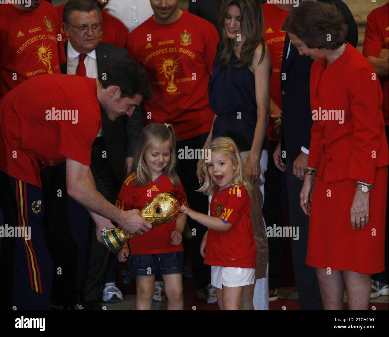 Madrid 12-07 2010. Accoglienza presso il Palazzo reale di sua Maestà i Re e sua Maestà i principi delle Asturie per i membri della squadra nazionale di calcio dopo aver vinto la Coppa del mondo. Foto Jaime García archdc. Crediti: Album / Archivo ABC / Jaime García Foto Stock