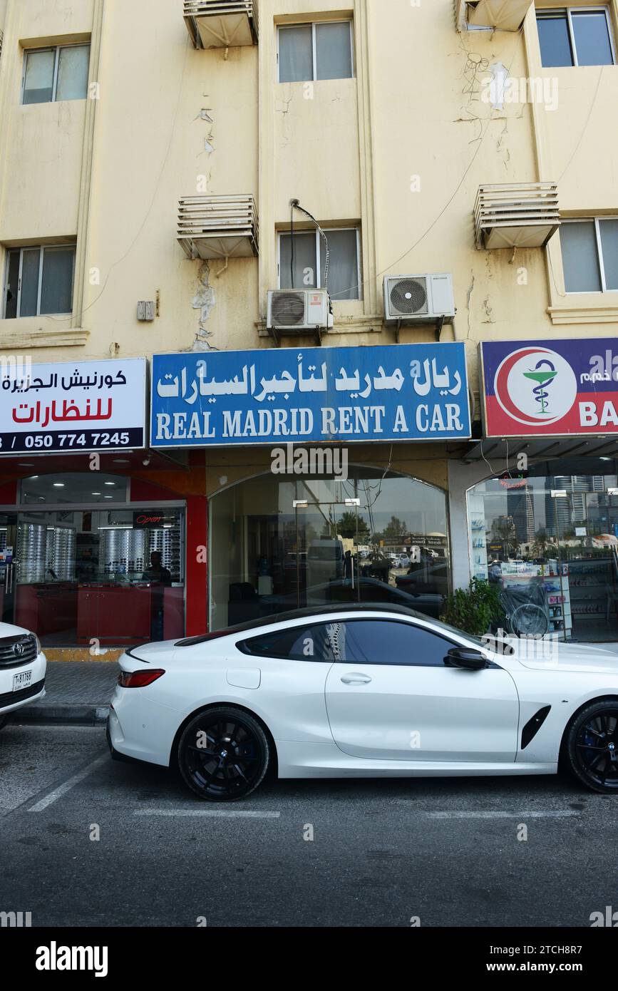 Ufficio noleggio auto Real Madrid a Sharjah, Emirati Arabi Uniti. Foto Stock