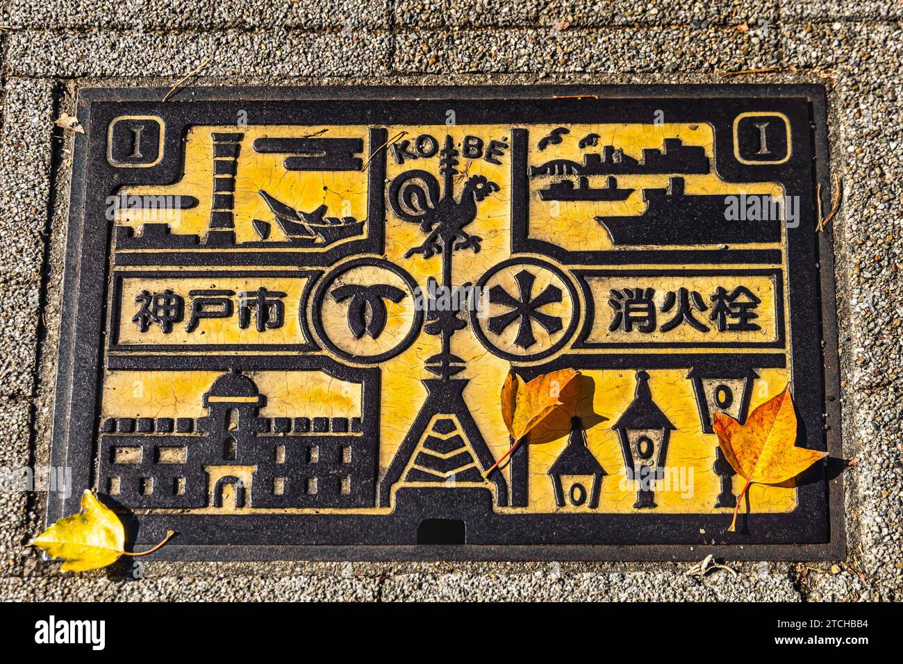 Il cartello stradale a Kitano Ijinkan-GAI, Kobe Japan - famosa strada dove gli edifici storici europei sono stati costruiti l'ultima volta. Foto Stock