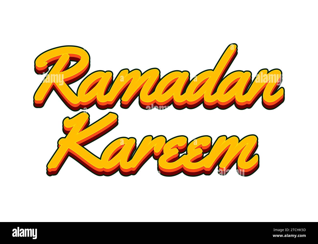 Ramadan kareem. Progettazione di effetti di testo in giallo con aspetto 3D. Illustrazione Vettoriale