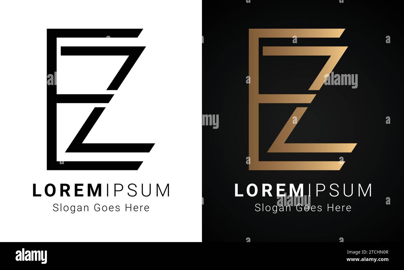 Design con logo monogramma ZE o EZ iniziale Luxury Illustrazione Vettoriale