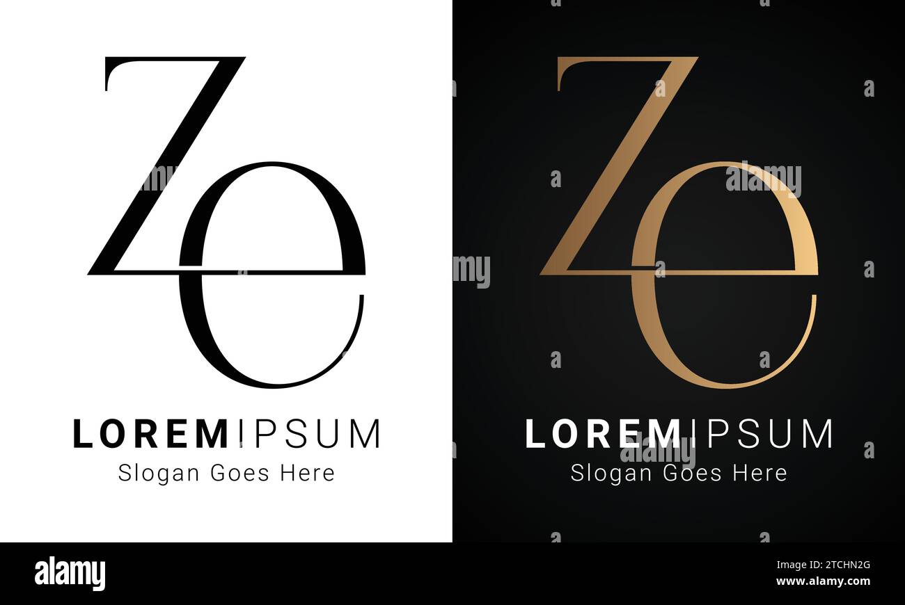 Design con logo monogramma ZE o EZ iniziale Luxury Illustrazione Vettoriale