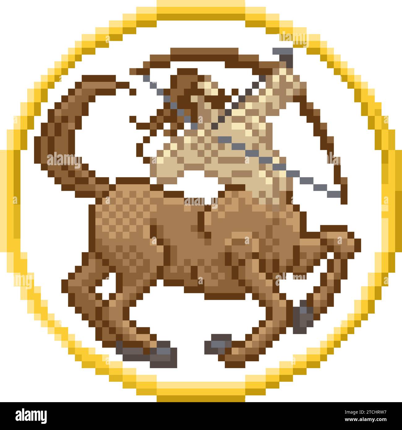Oroscopo zodiaco Sagittario pixel Art Sign Illustrazione Vettoriale