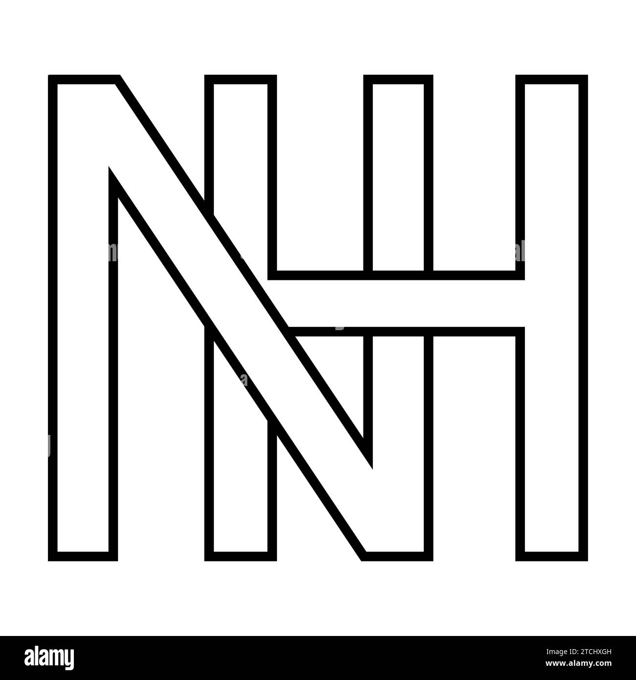 Logo logo nh hn, icona a doppia lettera logotipo n h Illustrazione Vettoriale