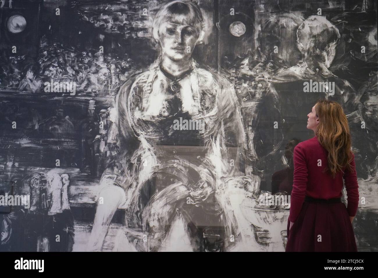 Londra Regno Unito. 13 dicembre 2023. Robert Longo , senza titolo (XRay of A Bar at the Folies-Bergère,1882, After Manet) 2017. Charcola su carta montata:. La mostra si svolge dal 14 dicembre al 9 febbraio 2024 presso la galleria Thaddaeus Ropac di Londra. Crediti: amer ghazzal/Alamy Live News . Foto Stock