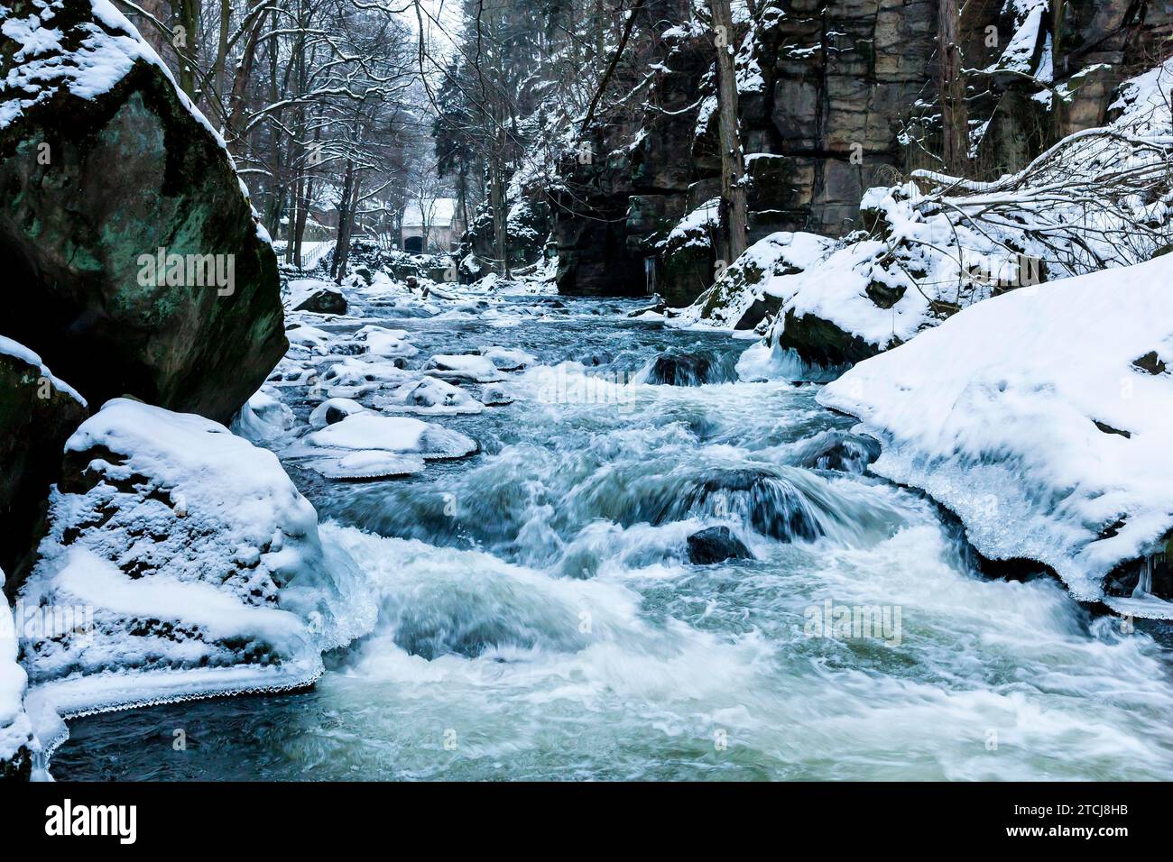 Liebethaler Grund vicino a Lohmen, nella Svizzera sassone Foto Stock