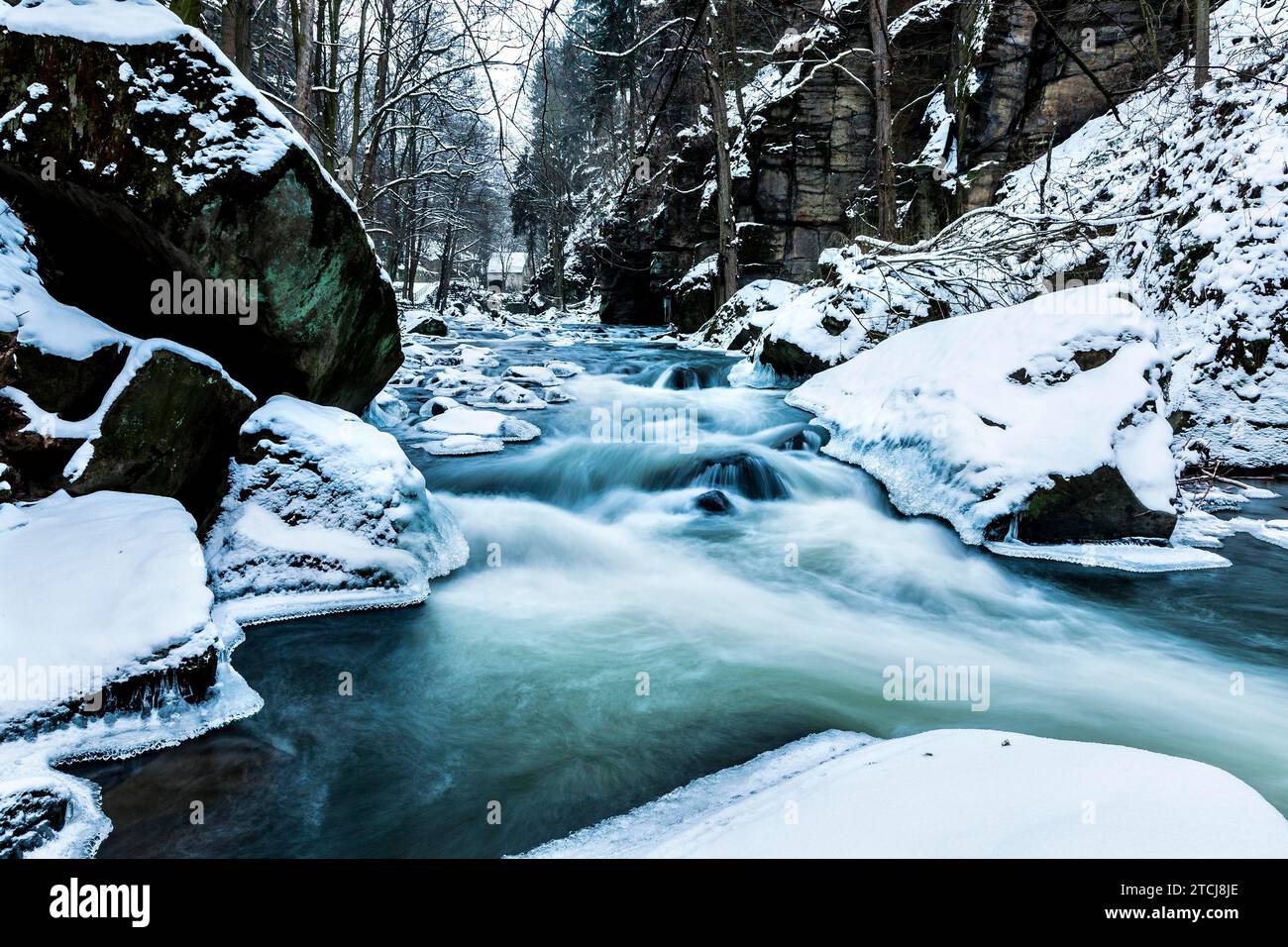 Liebethaler Grund vicino a Lohmen, nella Svizzera sassone Foto Stock