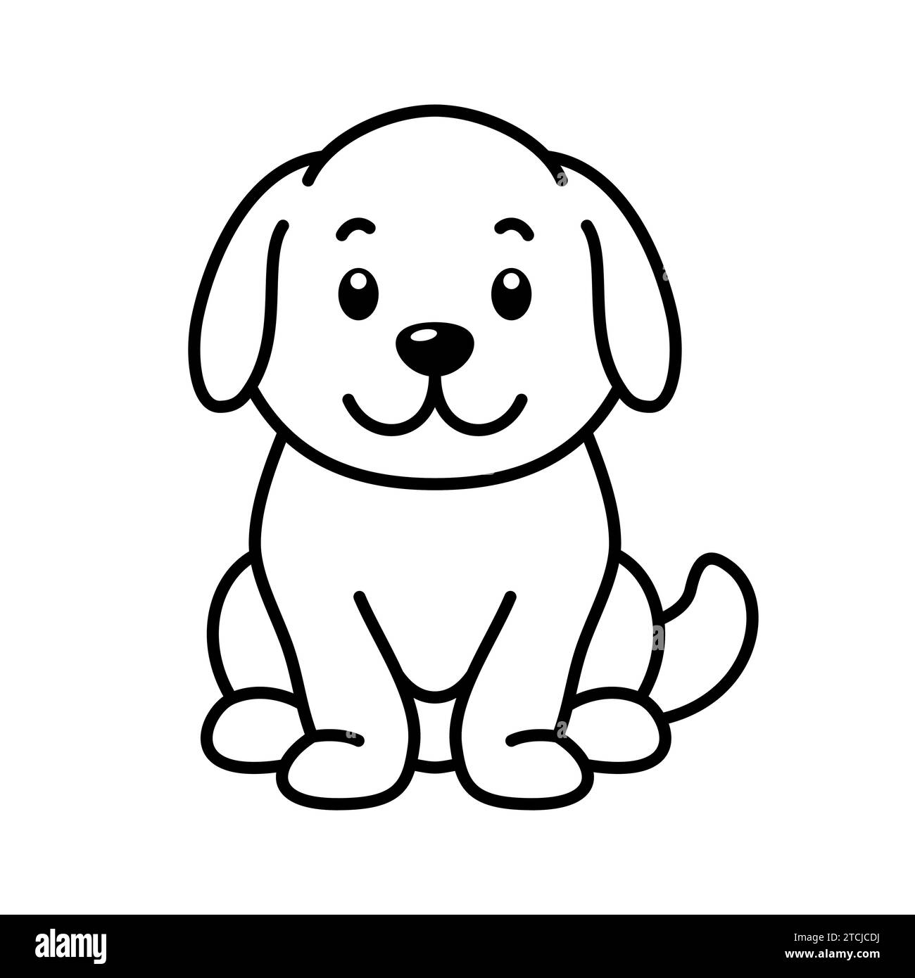 Carino personaggio dei cartoni animati. Icona della linea del cane, adorabile illustrazione del compagno canino per i bambini. Illustrazione vettoriale Illustrazione Vettoriale