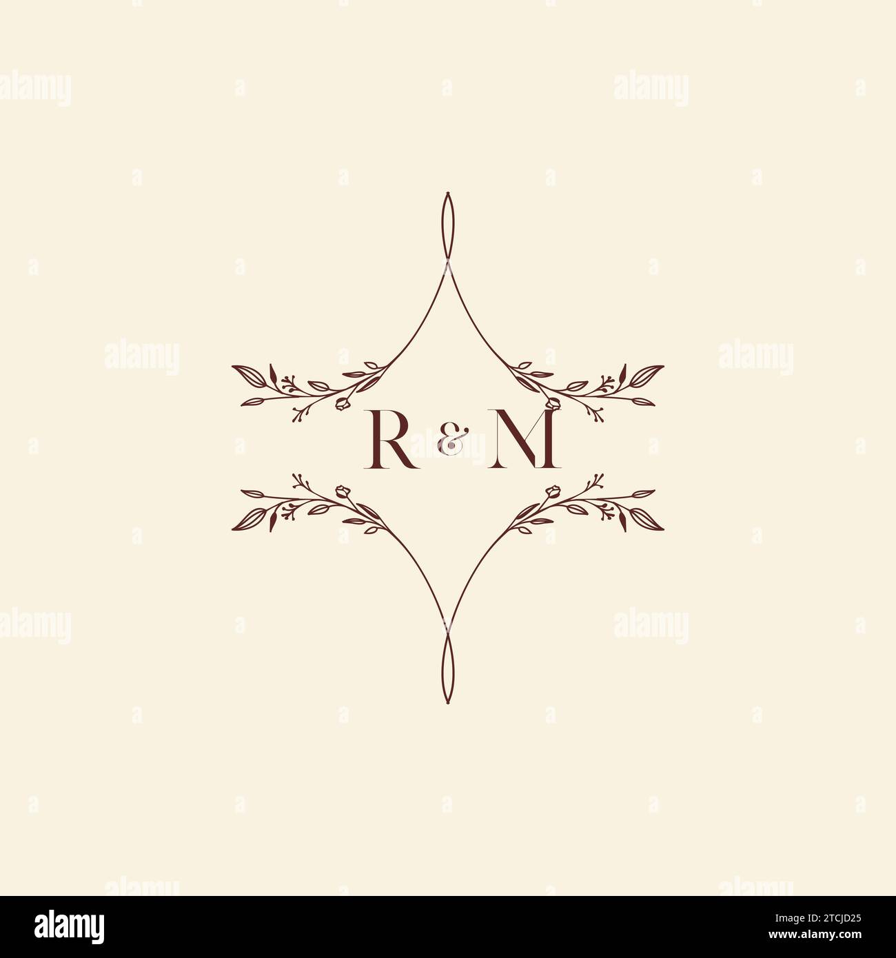 Lettere iniziali con il logo del matrimonio RM in un design professionale di alta qualità che si adatta bene a qualsiasi supporto di stampa Illustrazione Vettoriale