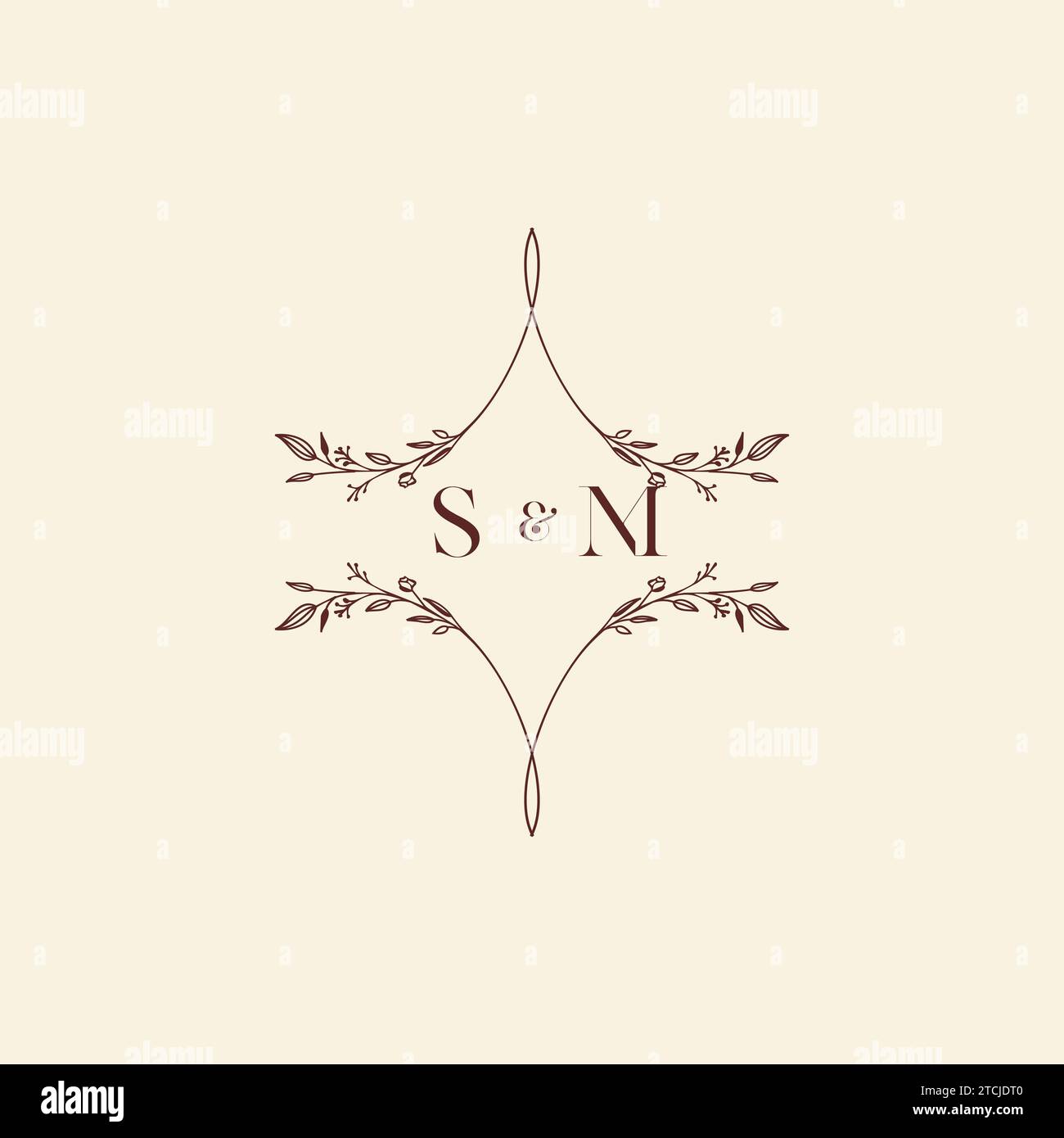 Lettere iniziali con il logo del matrimonio SM in un design professionale di alta qualità che si adatta bene a qualsiasi supporto di stampa Illustrazione Vettoriale