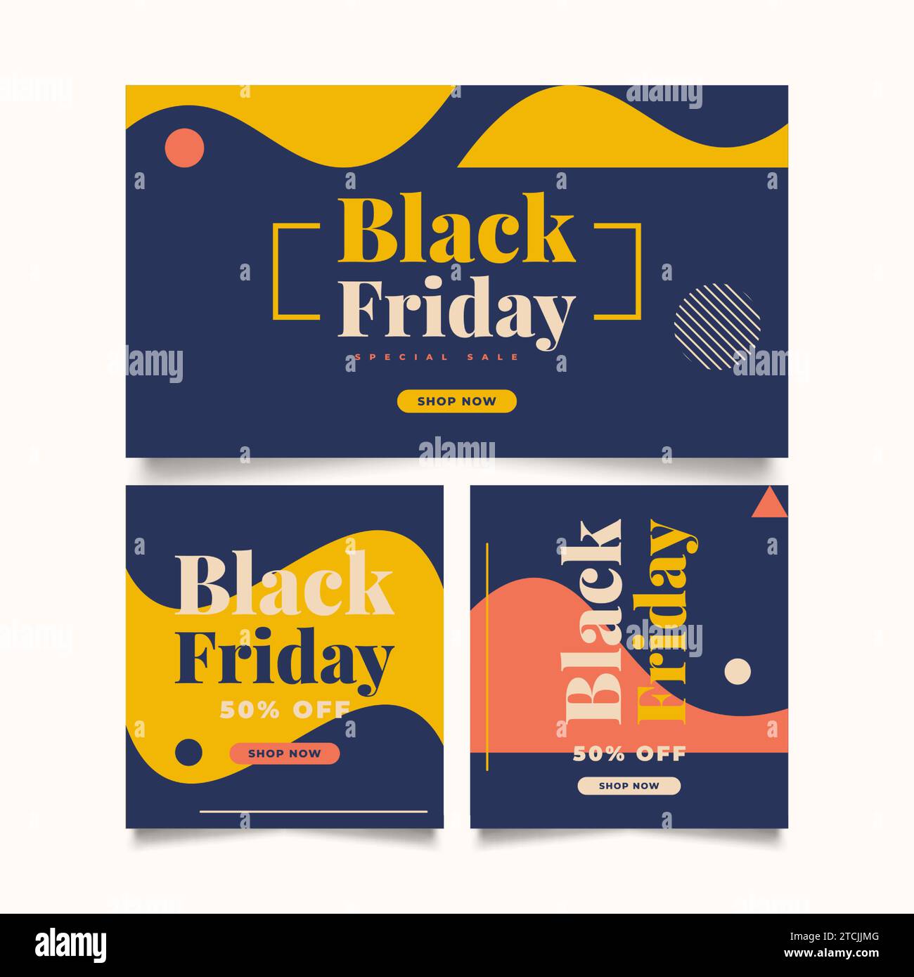 Modello banner per la vendita del Black Friday. Poster promozionale per la vendita o design del layout del banner per siti Web o dispositivi mobili Illustrazione Vettoriale