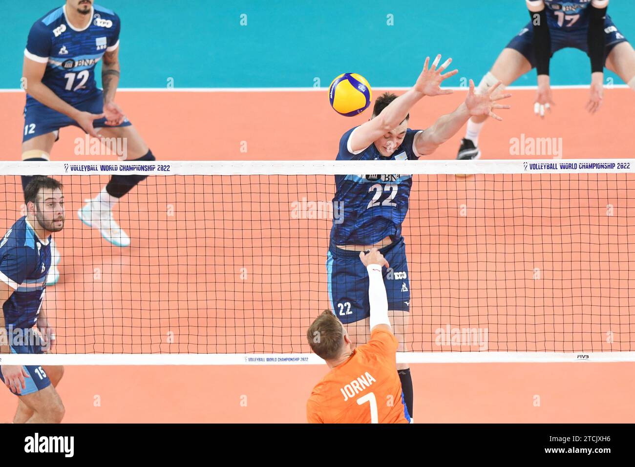 Nicolas Zerba (Argentina), Gijs Jorna (Paesi Bassi). Campionato del mondo di pallavolo 2022. Foto Stock