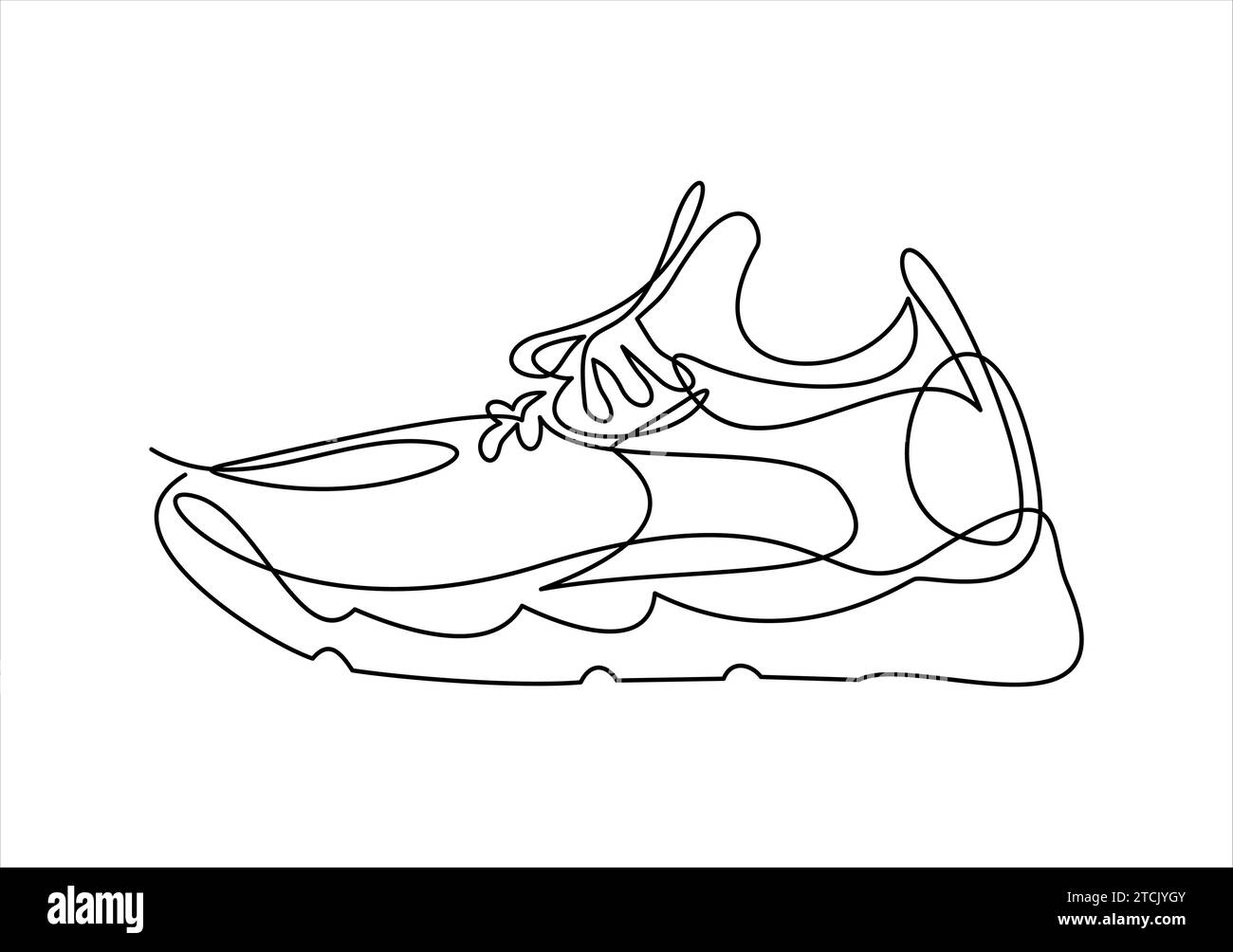 illustrazione delle sneakers. Scarpe sportive in stile linea. Una linea continua Illustrazione Vettoriale