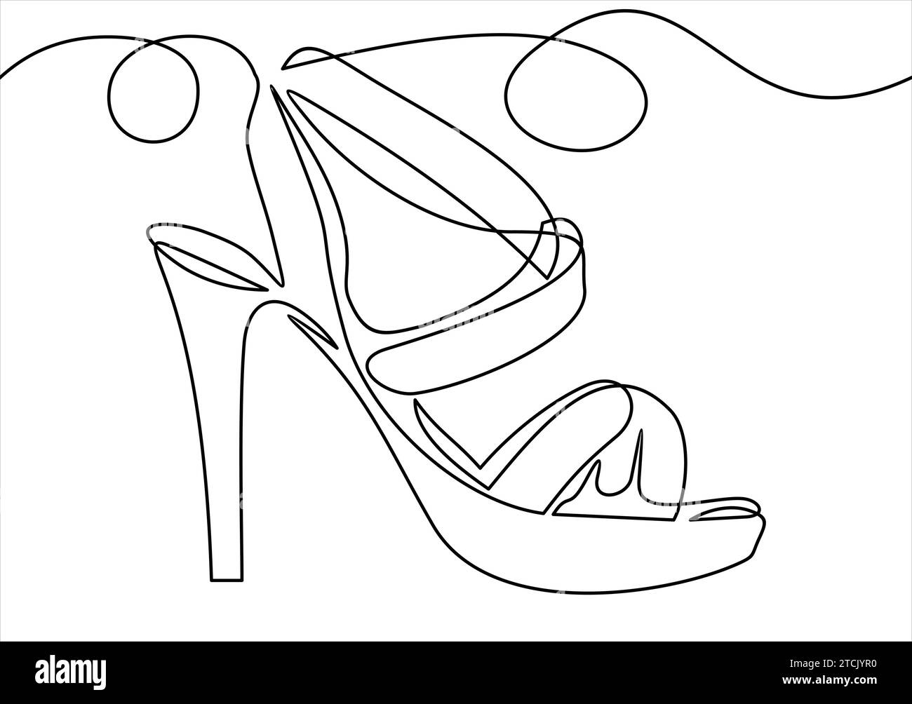 Scarpe da donna con tacco alto. icona linea - disegno a linea continua Illustrazione Vettoriale