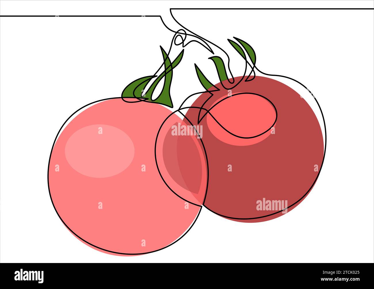 pomodori continui a una riga Illustrazione Vettoriale