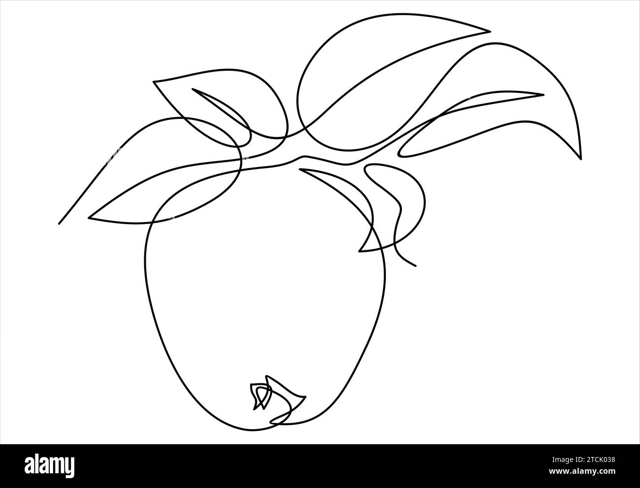 Apple - disegno a una riga. Frutta a linea continua. Illustrazione Vettoriale