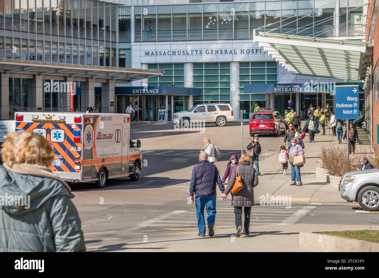 Oston, Massachusetts, USA - 21 marzo 2023: Esterno del Massachusetts General Hospital, una struttura medica di fama mondiale. Foto Stock