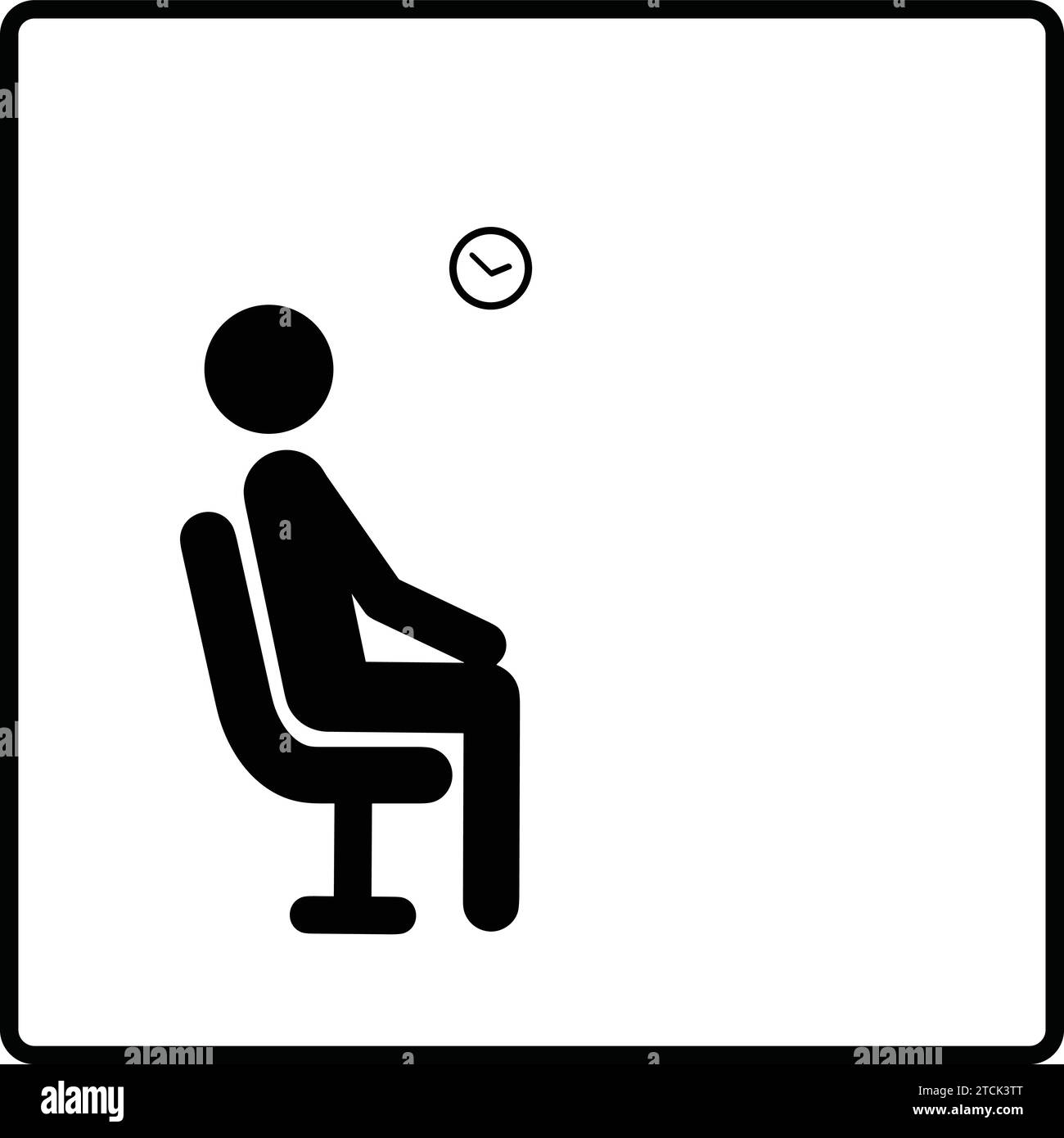 Simbolo di attesa| segnale dell'area di attesa di colore verde | vettore della sala d'attesa | sala d'attesa Illustrazione Vettoriale