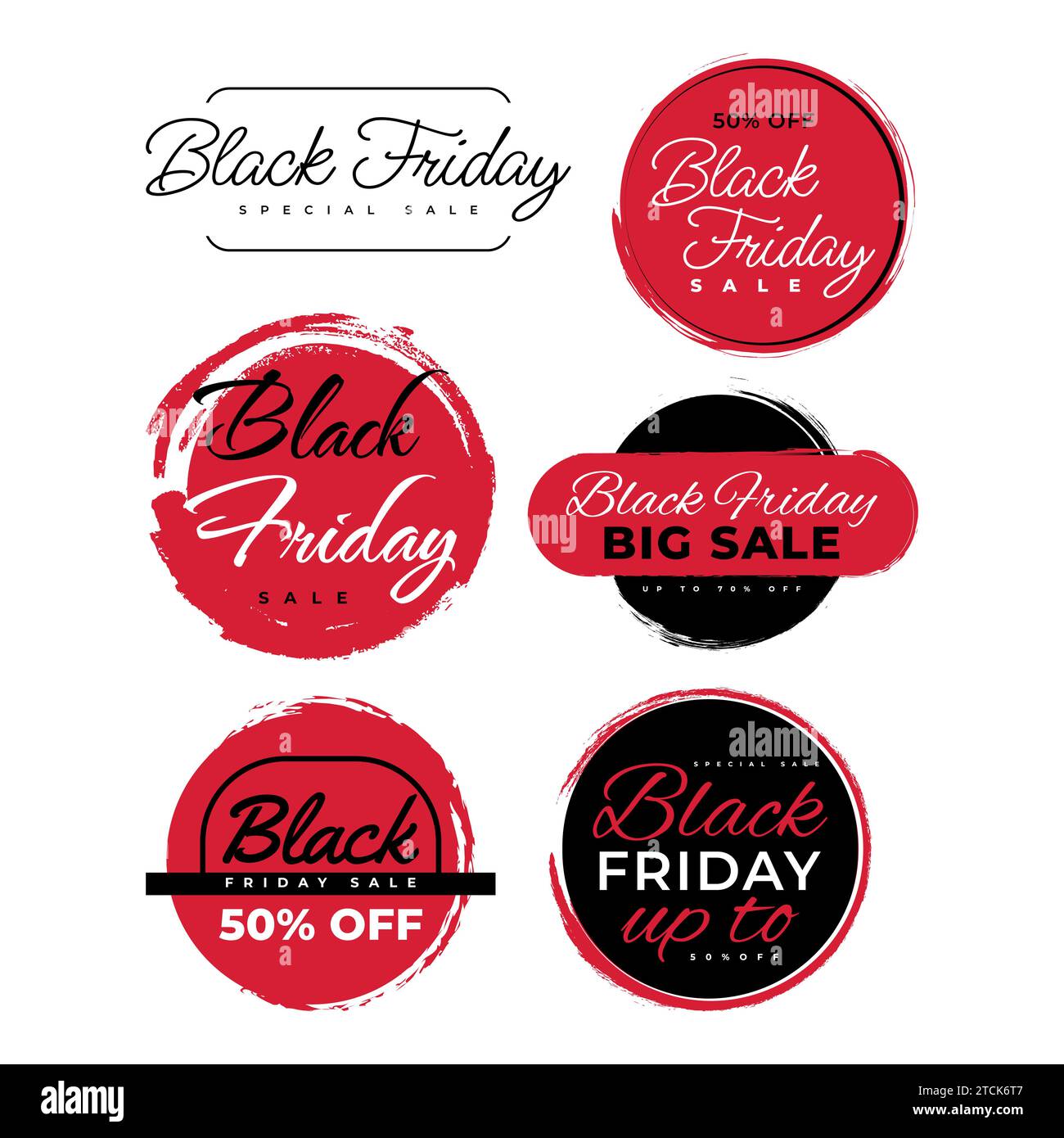 Set di etichette per la vendita del Black Friday. Nastri Black Friday e etichetta di vendita per sconti, pubblicità e marketing. Design distintivo Illustrazione Vettoriale
