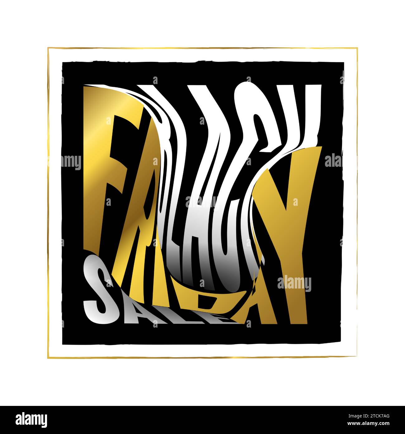 Banner o poster della vendita del Black Friday con testo bianco e oro. Design del banner pubblicitario e promozionale per la campagna Black Friday Illustrazione Vettoriale