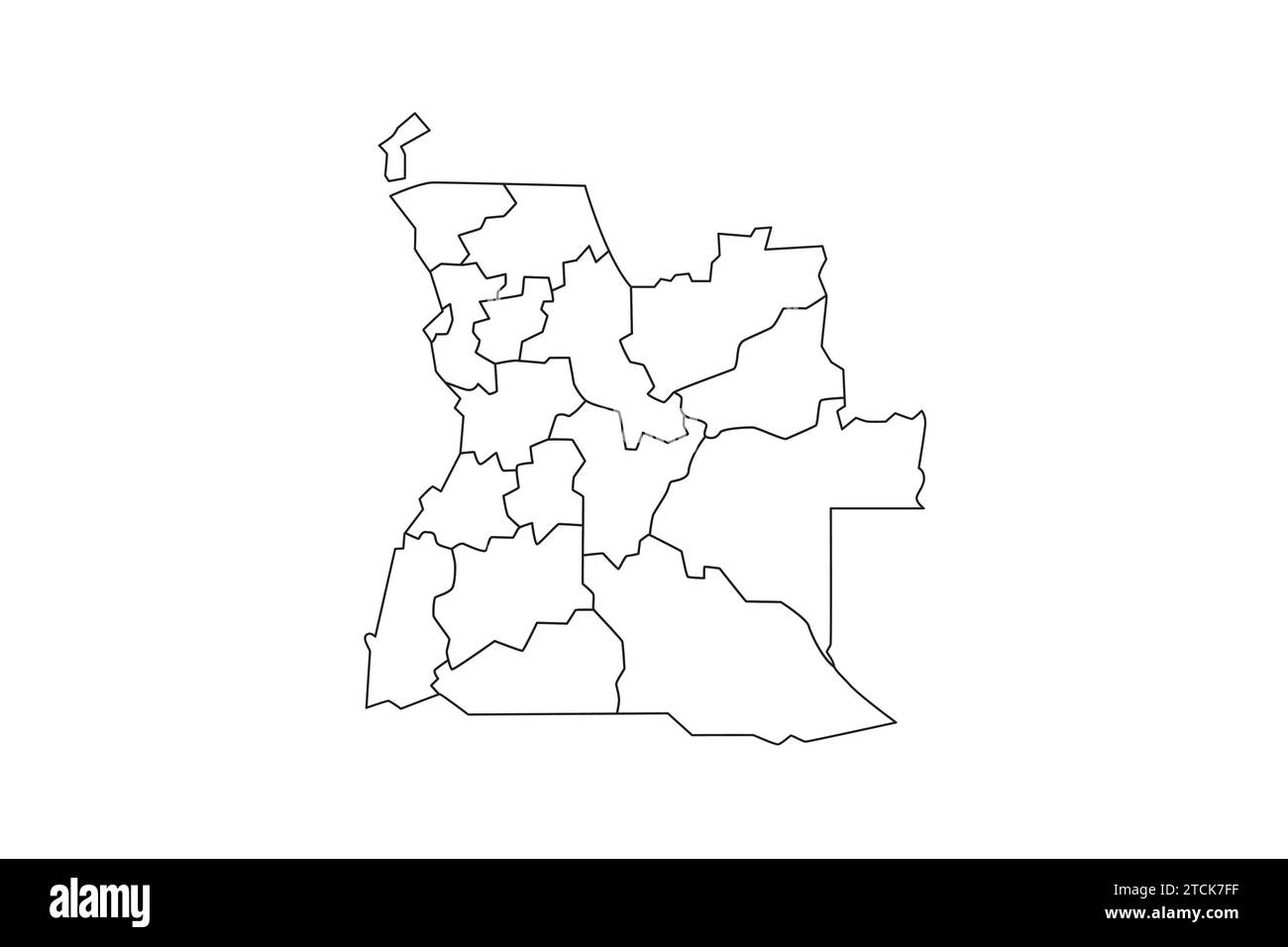 Contorno della mappa Vector Angola con sfondo bianco Illustrazione Vettoriale