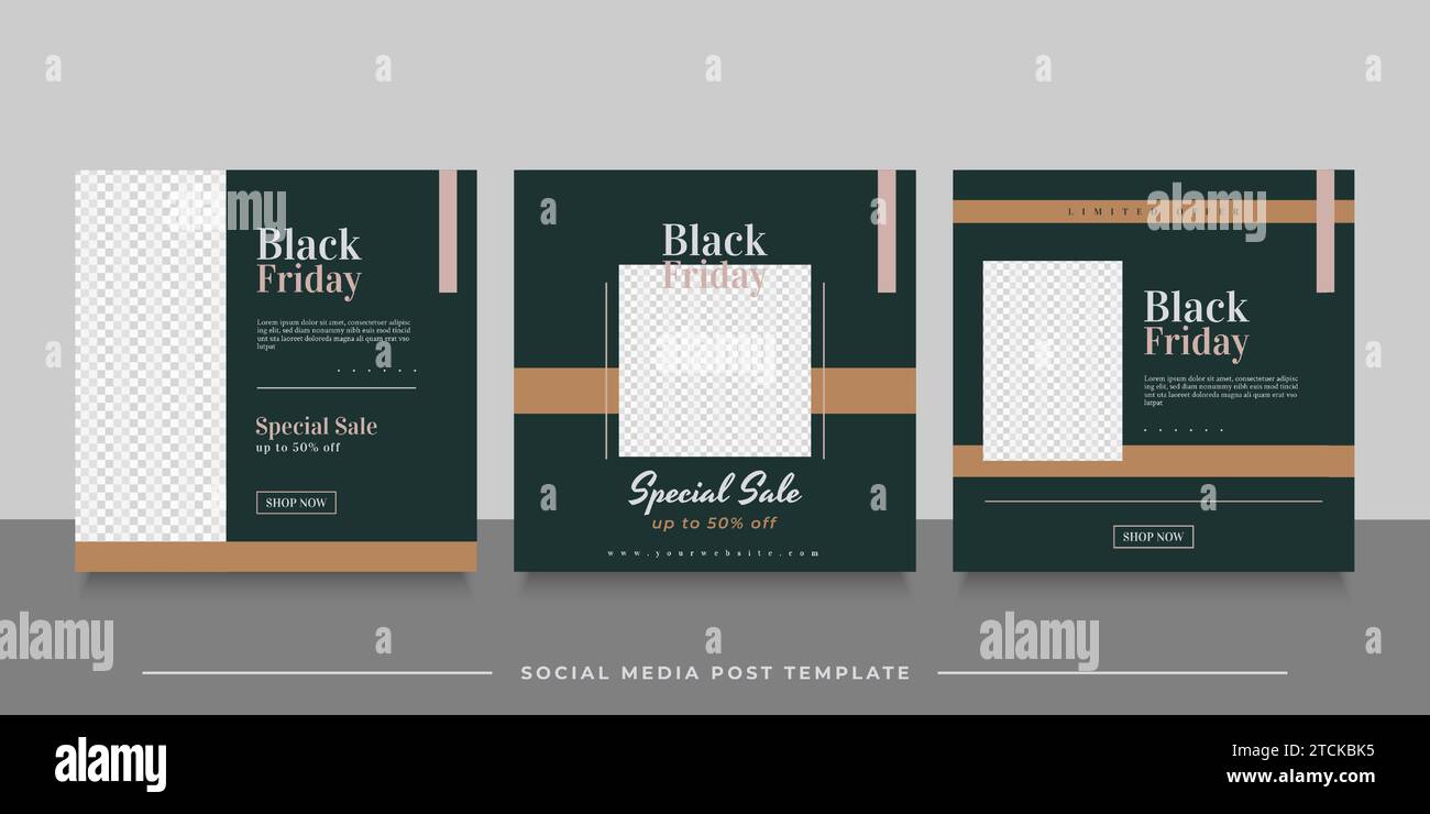 Modello di post sui social media in vendita per il Black Friday in stile minimalista Illustrazione Vettoriale