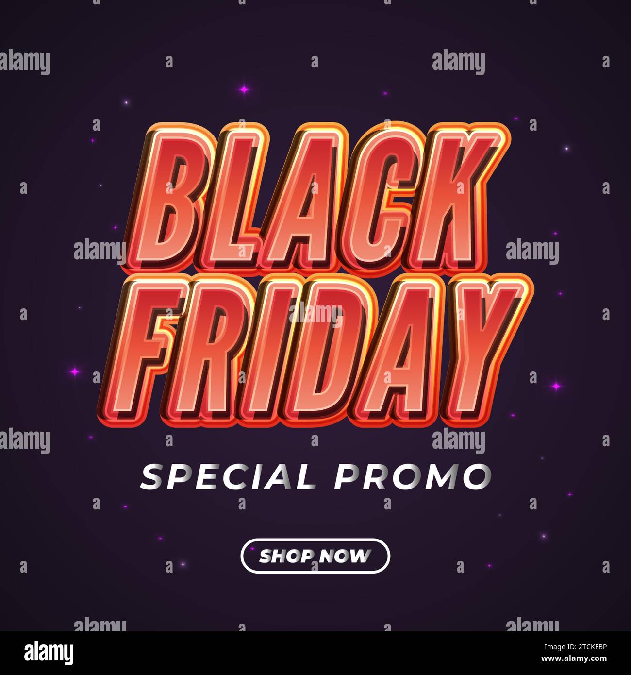 Banner promozionale del Black Friday con testo 3d masterizzato su sfondo scuro Illustrazione Vettoriale