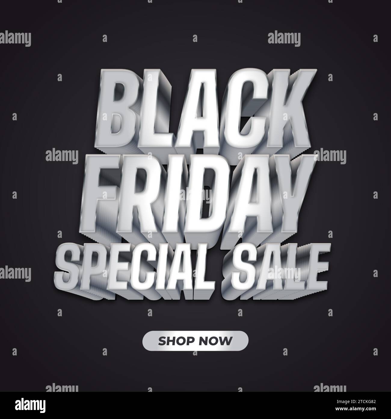 Banner promozionale Black Friday con testo 3d argento su sfondo scuro Illustrazione Vettoriale