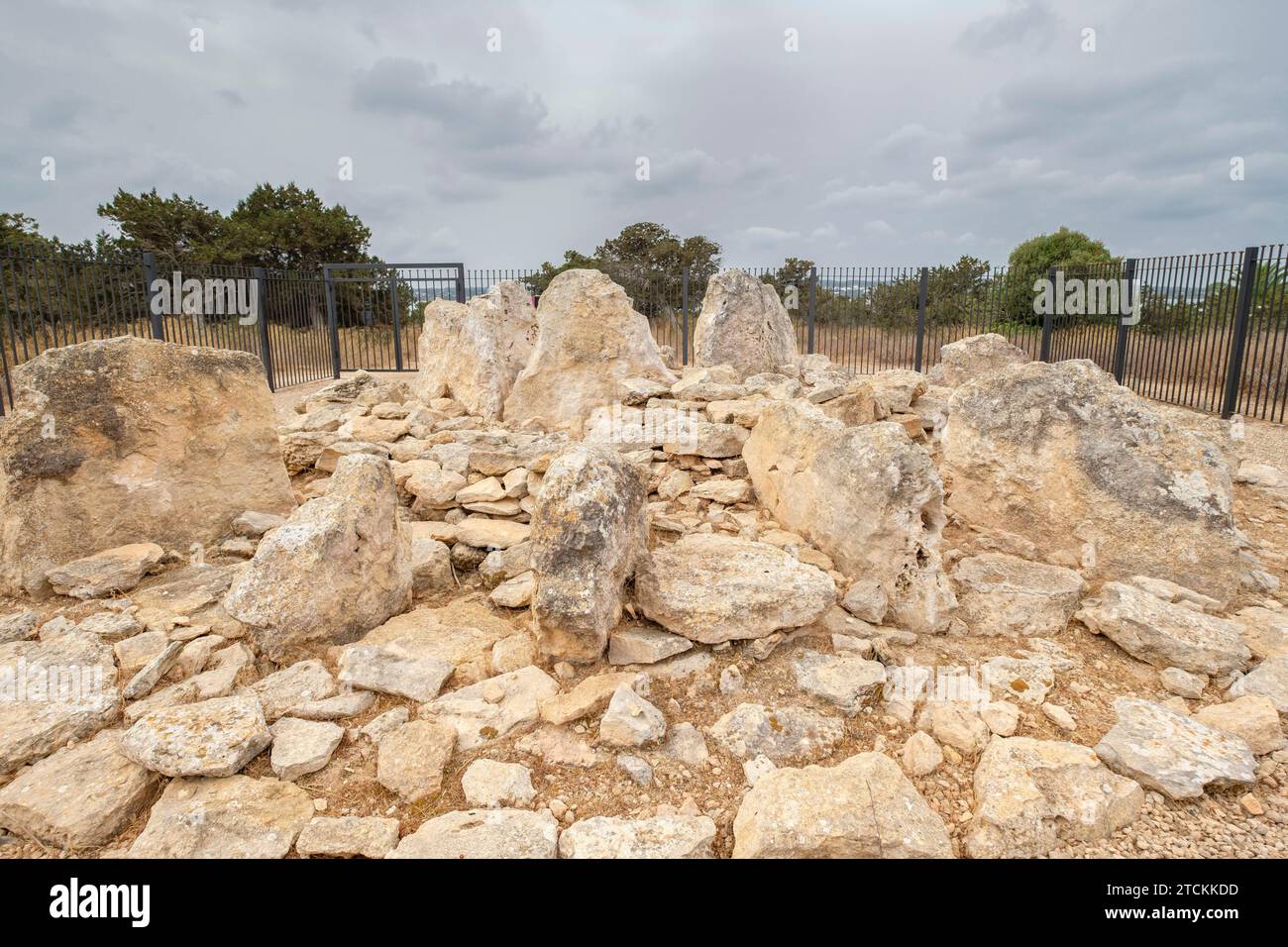 Monumento megalítico , Ca Na Costa , 2.000 - 1.600 aC. a, comienzos de la edad de Bronce, Formentera, isole Baleari, Spagna Foto Stock