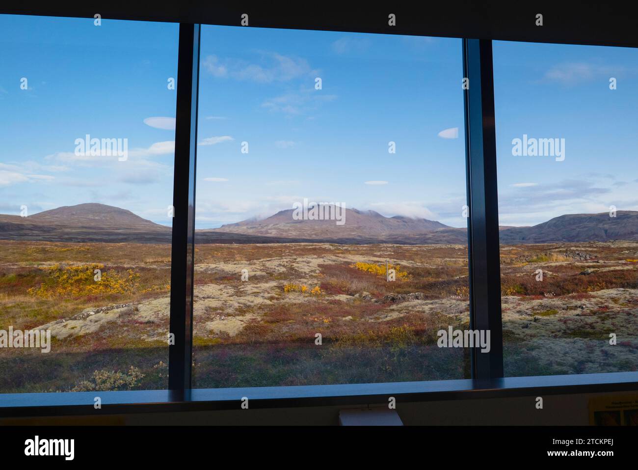 Islanda, Circolo d'Oro, Parco Nazionale di Thingvellir nei colori autunnali. Il Rift medio-Atlantico tra le placche tettoniche nordamericane ed eurasiatiche. Foto Stock
