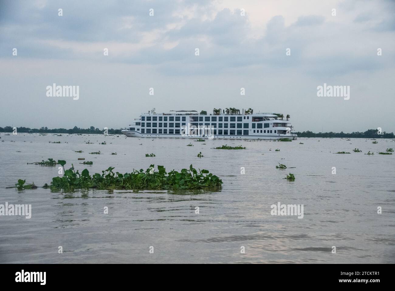 Una nave/barca da crociera sul fiume mekong, Vietnam Foto Stock