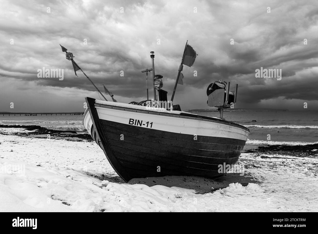 Fischerboot in inverno Foto Stock