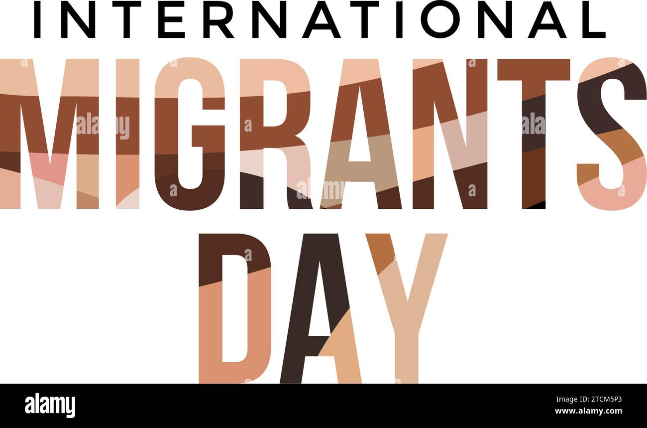 Giornata internazionale dei migranti il 18 dicembre, poster design. per la stampa e l'uso sul web. Illustrazione Vettoriale