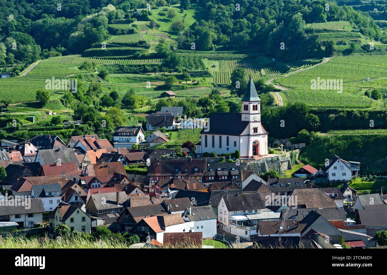 Chiesa neoclassica di St Petronilla del villaggio Kiechlinsbergen, regione di Kaiserstuhl, Baden-Württemberg, Germania Foto Stock
