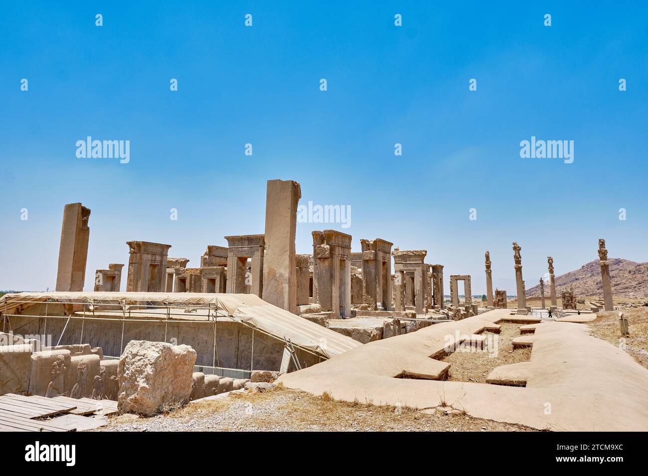 Persepoli, iran. Rovine di Persepoli, rovine dei Tachara. Foto Stock