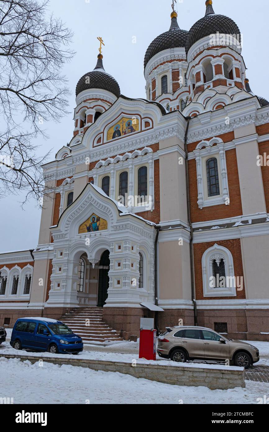 Cattedrale Alexander Nevsky a Tallinn in inverno Foto Stock