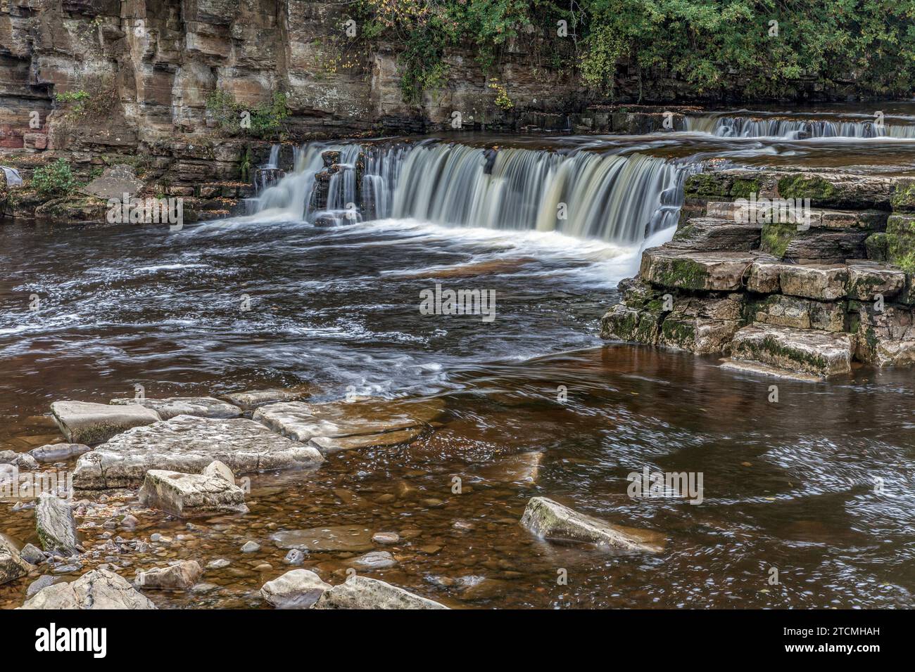 Richmond Falls, fiume Swale, vicino a Richmond, North Yorkshire, Inghilterra Foto Stock