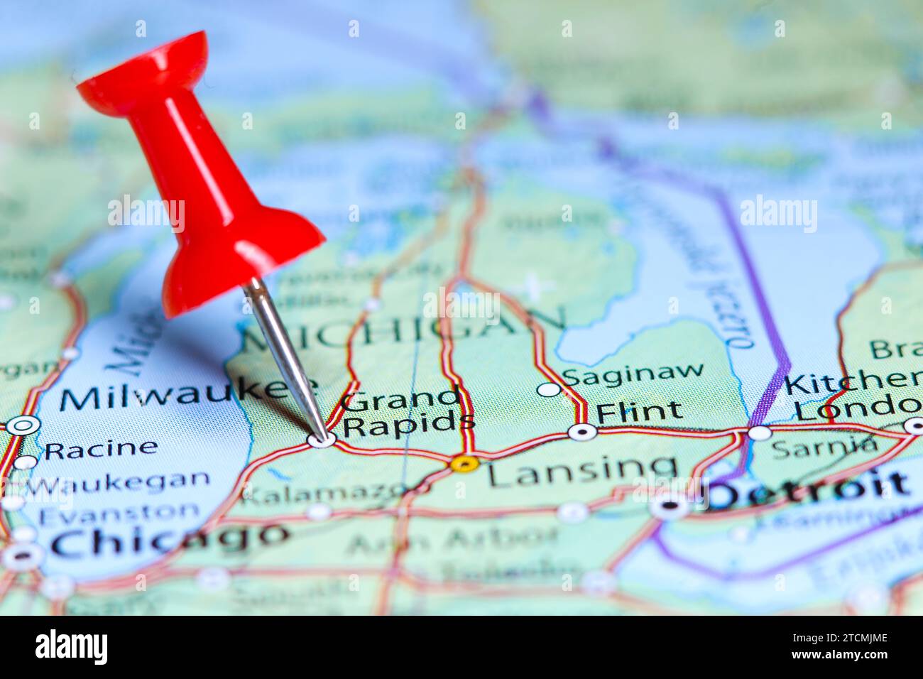 Grand Rapids, Michigan pin sulla mappa Foto Stock